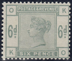 141529 1884 6D DULL GREEN (SG194) VERY FINE UNUSED.