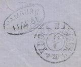 141534 1861 MAIL LEITH TO DENMARK, POSTED UNPAID WITH 'LEITH/221' DUPLEX AT UPPER RIGHT.