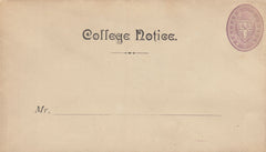 141545 1876 HERTFORD COLLEGE ½d MAUVE EMBOSSED ENVELOPE WITH 'College Notice' GOTHIC IMPRINT IN BLACK.