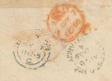 141553 1855 CRIMEAN WAR ENVELOPE CONSTANTINOPLE TO BRIGHTON, SUSSEX WITH STRIP OF THREE 1D (SG17) WITH '*CROWN*' CANCELLATION.
