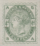 141558 1883-4 LILAC AND GREEN PROPOSED DESIGNS BY DE LA RUE, FOURTH SCHEME.