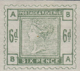 141558 1883-4 LILAC AND GREEN PROPOSED DESIGNS BY DE LA RUE, FOURTH SCHEME.