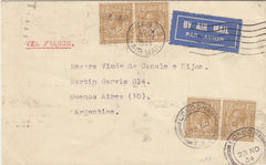141560 1934 AIRMAIL LONDON TO ARGENTINA WITH KGV 1S (SG429) X 4 AND 'TRANSPORTADA TOTALMENTE/POR AVION' CACHET.