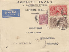 141562 1932 AIRMAIL LONDON TO ARGENTINA VIA PARIS AND DAKAR WITH KGV 6D (SG426a) AND  SEAHORSES 2/6 (SG415a) AND  5S (SG416)/