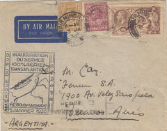 141564 1936 AIRMAIL BIRMINGHAM TO ARGENTINA WITH KGV 6D (SG426a), 1S (SG429) AND 2/6 SEAHORSE (SG450).