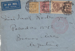 141566 1936 AIRMAIL LONDON TO ARGENTINA WITH KGV 6D (SG426a) 1S (SG429) AND 2/6 SEAHORSE (SG450).