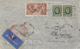 141570 1938 AIRMAIL ENVELOPE LONDON TO ARGENTINA WITH 9D PHOTOGRAVURE (SG447) X 2 AND 2/6 SEAHORSE (SG450).