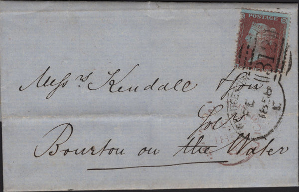 141571 1856 MAIL GLOUCESTER TO BOURTON ON THE WATER WITH DIE 2 1D (SPEC C6) 'GLOUCESTER/312' SPOON (RA37).