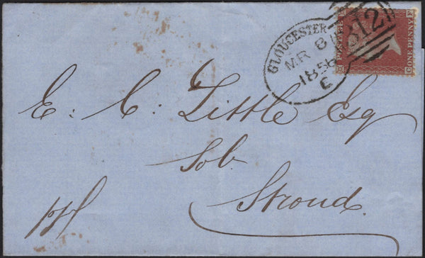 141574 1856 MAIL GLOUCESTER TO STROUD 1D (SPEC C6) VERY FINE 'GLOUCESTER/312' SPOON (RA37).