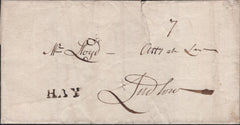 141581 1799 MAIL HAY, BRECON TO LUDLOW WITH 'HAY' HANDSTAMP (W1115).