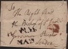 141582 1772 MAIL HAY, BRECON TO LONDON WITH 'HAY' HANDSTAMPS (W1110).