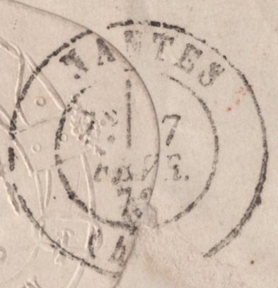 141591 1872 MAIL BUTE DOCKS, CARDIFF TO FRANCE WITH 3D ROSE PL.7 (SG103).