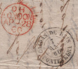 141593 1860 MAIL MANCHESTER TO SPAIN VIA FRANCE WITH 6D LILAC (SG68) 'MANCHESTER/498' TYPE B SPOON (RA73).