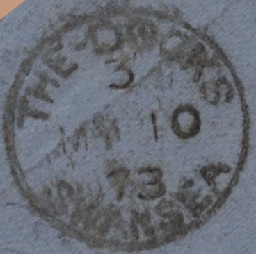 141595 1873 MAIL SWANSEA TO ST MALO WITH 3D ROSE PL.10 (SG103).