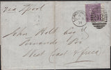 141596 1871 MAIL LONDON TO FERNANDO PO, WEST COAST AFRICA WITH 6D PL.9 (SG109).