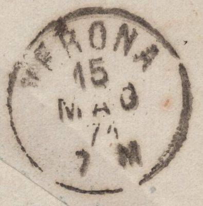 141601 1871 THREE COLOUR COMBINATION LONDON TO TORINO, ITALY WITH 1D (SG43), 2D BLUE (SG45) AND 4D VERMILION (SG94).