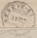 141604 1871 MAIL LONDON TO GENEVA WITH 1D PL.118 (SG43) AND 3D ROSE PL.6 (SG103).