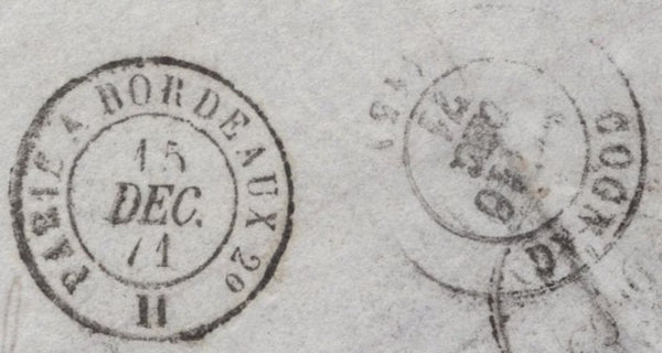 141611 1871 MAIL LONDON TO COGNAC, FRANCE WITH 3D ROSE PL.6 (SG103).