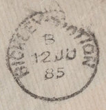 141620 1885 MAIL BROMLEY, KENT TO 'HMS FROLIC, WEST COAST OF AFRICA OR ELSEWHERE' WITH 1D LILAC (SG172) AND 3D LILAC (SG191).
