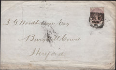 141623 1884 MAIL LIVERPOOL TO  HEREFORD WITH 1½D LILAC (SG188).