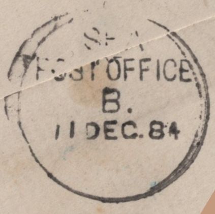 141625 1884 MAIL CAMBRIDGE TO TOUNGOO, BRITISH BURMA WITH 5D GREEN (SG193).