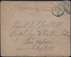 141627 1885 MAIL LONDON TO SINGAPORE WITH 5D GREEN (SG193).