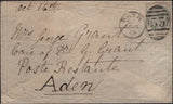141630 1885 MAIL BATH TO ADEN WITH 5D GREEN (SG193).
