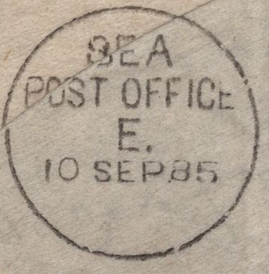 141632 1885 MAIL LONDON TO MAINPURI, NORTH WEST PROVINCES, INDIA WITH 5D GREEN (SG193).