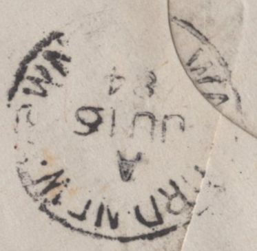 141633 1884 MAIL WATFORD TO TRINIDAD, WEST INDIES WITH 4D GREEN (SG192).