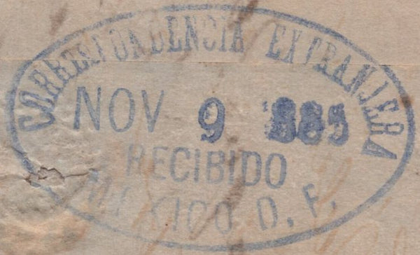 141634 1885 MAIL MANCHESTER TO VERA CRUZ, MEXICO WITH 4D GREEN (SG192).