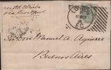 141637 1886 MAIL LONDON TO BUENOS AIRES, ARGENTINA, 4D GREEN (SG192) WITH FINE 'HOSTER' CANCELLATION.