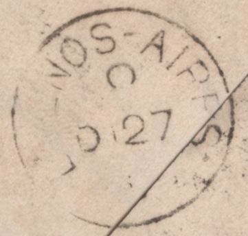 141637 1886 MAIL LONDON TO BUENOS AIRES, ARGENTINA, 4D GREEN (SG192) WITH FINE 'HOSTER' CANCELLATION.