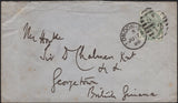 141638 1886 MAIL LONDON TO BRITISH GUIANA WITH 4D GREEN (SG192).