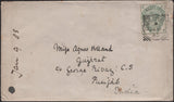141639 1885 MAIL CANTERBURY, KENT TO PUNJAB, INDIA WITH 5D GREEN (SG193).