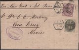 141642 1884 MAIL LONDON TO VERA CRUZ, MEXICO WITH 1D LILAC (SG172) AND 4D GREEN (SG192).