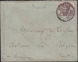 141645 1886 MAIL FROM ST MALO, FRANCE TO FINISTERE WITH GB 2½D LILAC (SG190) 'ST.MALO' CANCELLATION.