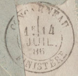 141645 1886 MAIL FROM ST MALO, FRANCE TO FINISTERE WITH GB 2½D LILAC (SG190) 'ST.MALO' CANCELLATION.