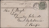 141649 THREE COVERS 1884/1885 FROM LONDON TO 'LIFU, LOYALTY ISLANDS, NEW CALEDONIA, S. PACIFIC' WITH 4D GREEN (SG192).