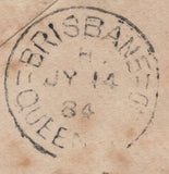 141651 1884 MAIL BIRMINGHAM TO BRISBANE WITH 6D GREEN (SG194).