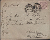141653 1886 MAIL SOUTH KENSINGTON TO HOORN, HOLLAND WITH 2½D LILAC (SG190).