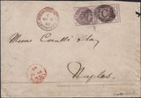 141654 1885 MAIL CONSTANTINOPLE TO NAPLES WITH PAIR 2½D LILAC (SG190).