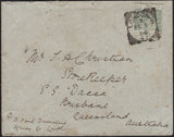 141658 1886 MAIL LONDON TO 'S.S. DACCA, BRISBANE, QUEENSLAND' WITH 6D GREEN (SG194).