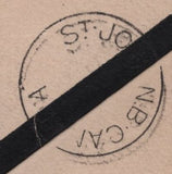 141659 1886 MOURNING ENVELOPE BATH TO NEW BRUNSWICK, CANADA WITH 2½D LILAC (SG190).