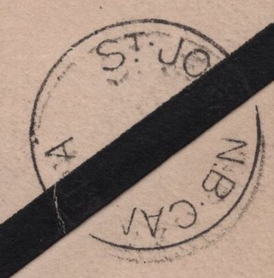 141659 1886 MOURNING ENVELOPE BATH TO NEW BRUNSWICK, CANADA WITH 2½D LILAC (SG190).