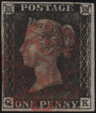 141660 1840 1D BLACK PL.6 (SG2) (QK RE-ENTRY SPEC AS41a) FINE USED.
