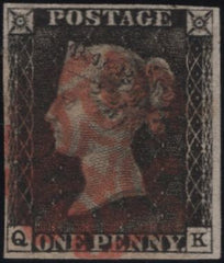 141660 1840 1D BLACK PL.6 (SG2) (QK RE-ENTRY SPEC AS41a) FINE USED.