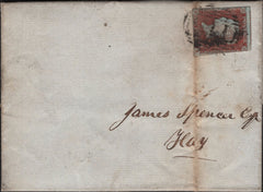 141670 1845 MAIL BRECON TO HAY ON WYE WITH 'HAY' SKELETON DATE STAMP (W1124).