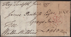 141673 1797 FREE MAIL HAY ON WYE, BRECON TO LONDON WITH 'HAY' HAND STAMP (W1115).