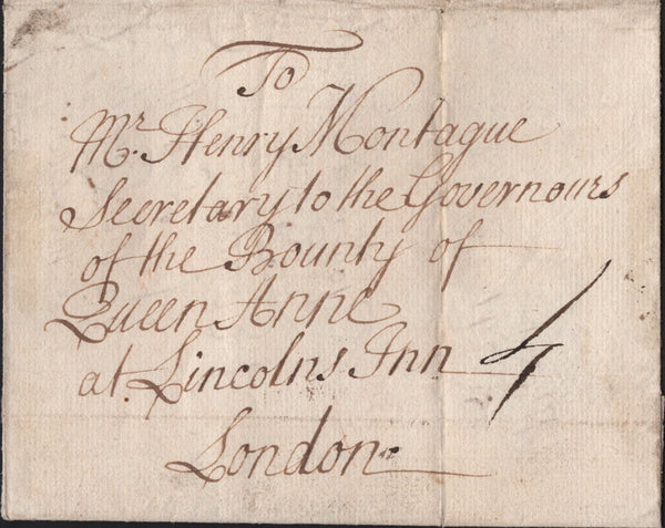 141676 1741 LETTER BUILTH, BRECON TO LONDON WITH SUPERB 'HAY' HAND STAMP (W1106).