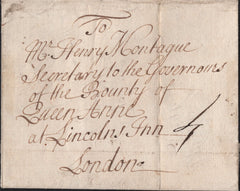 141676 1741 LETTER BUILTH, BRECON TO LONDON WITH SUPERB 'HAY' HAND STAMP (W1106).